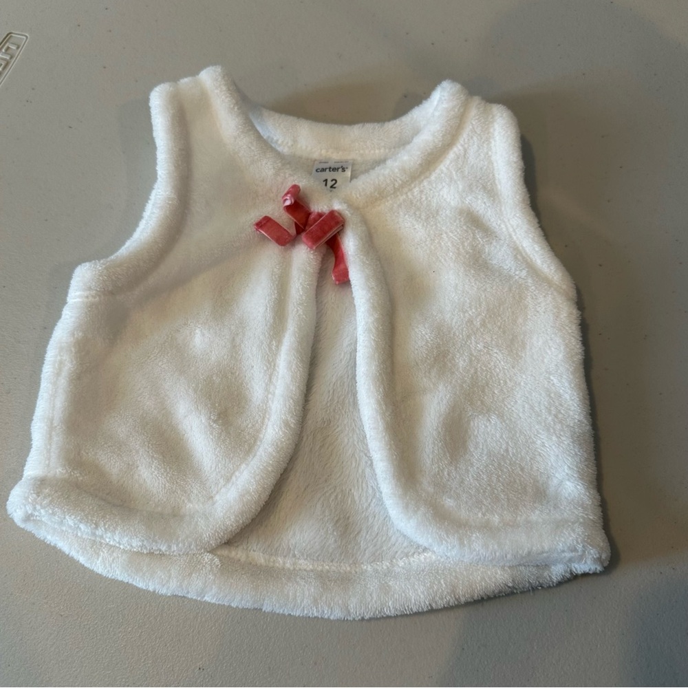 Carter's White Faux Fur Vest 12 Months